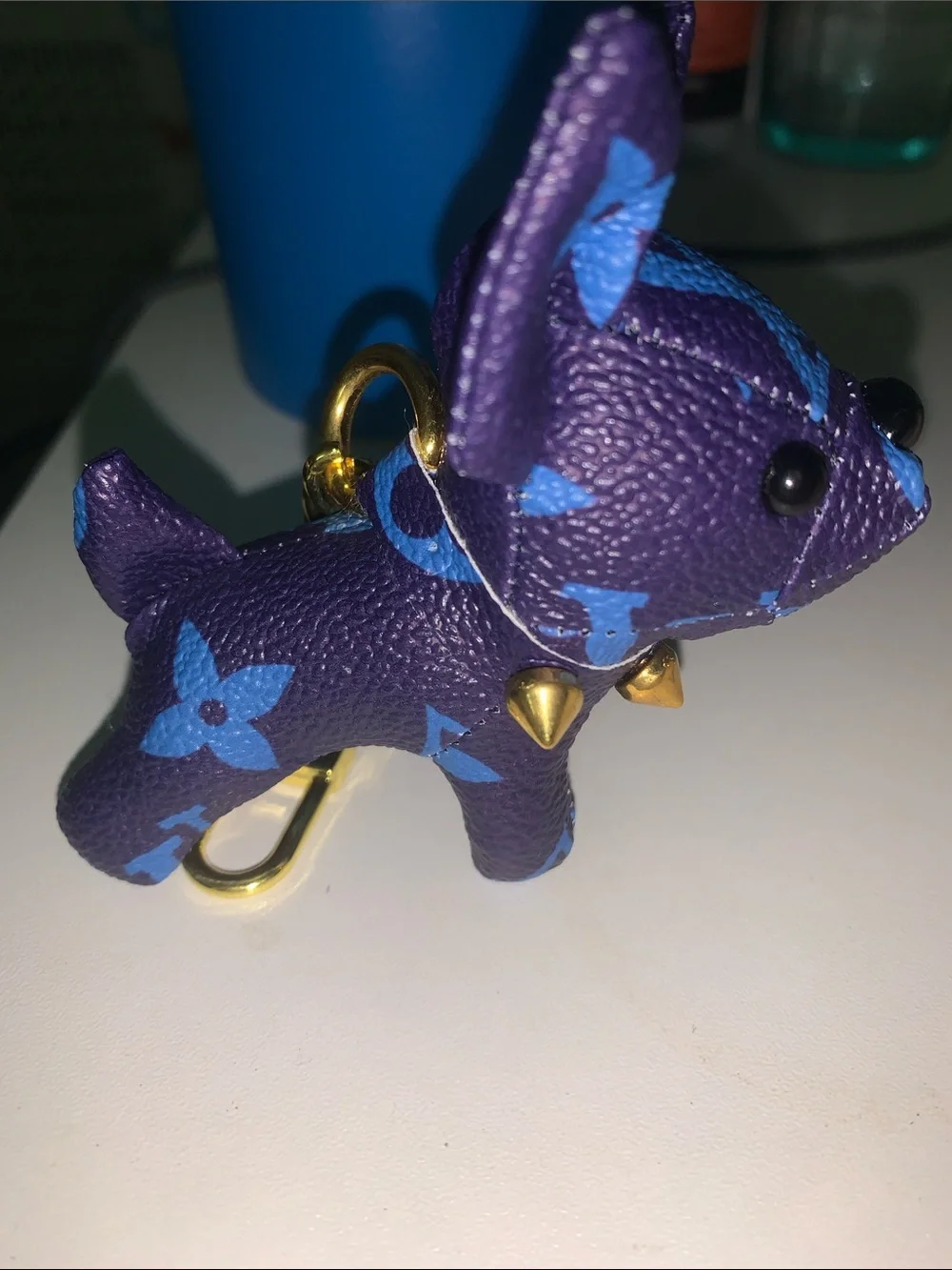 Monogram French bulldog purse/bag charm keychain